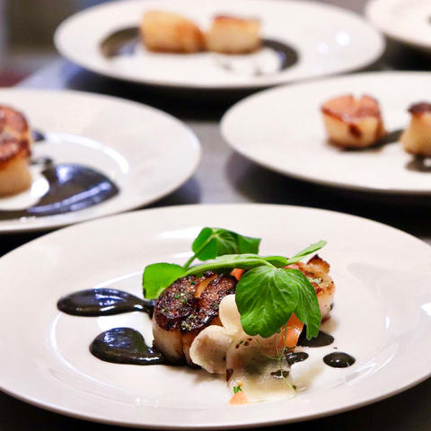 Plates of scallops