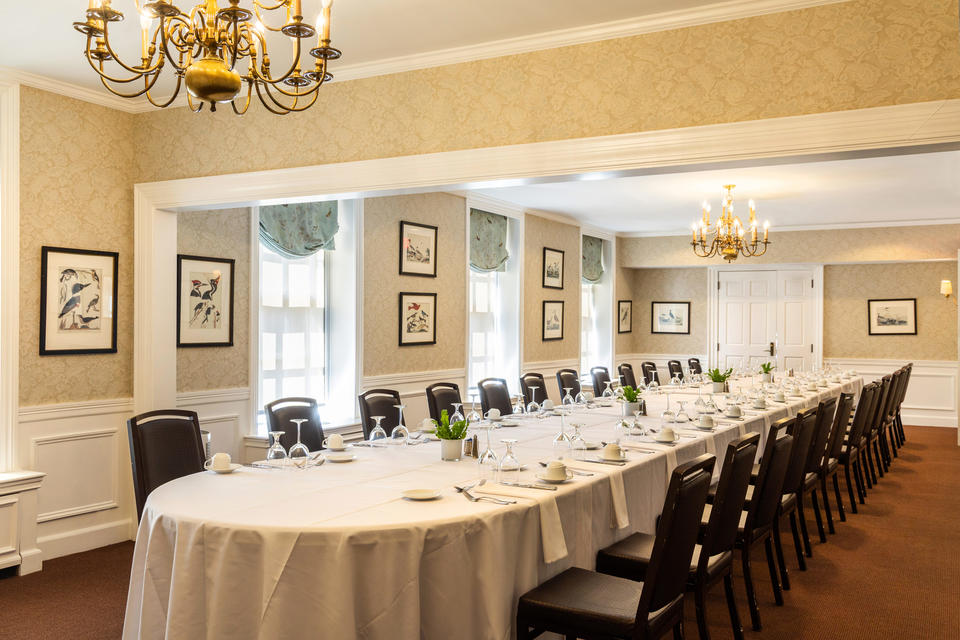 Long conference table with chairs